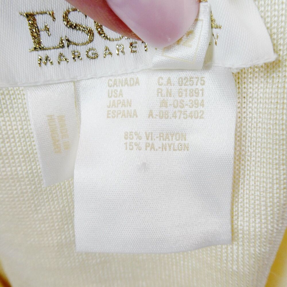 Escada Margaretha Ley Knee Length Pencil Skirt Sz L‎ Ivory Champagne Gold Knit - Picture 9 of 11